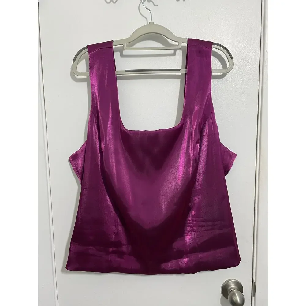 JR Nites Carol Lin 2 Piece Jacket Tank Size 22W Purple Satin Formal Church